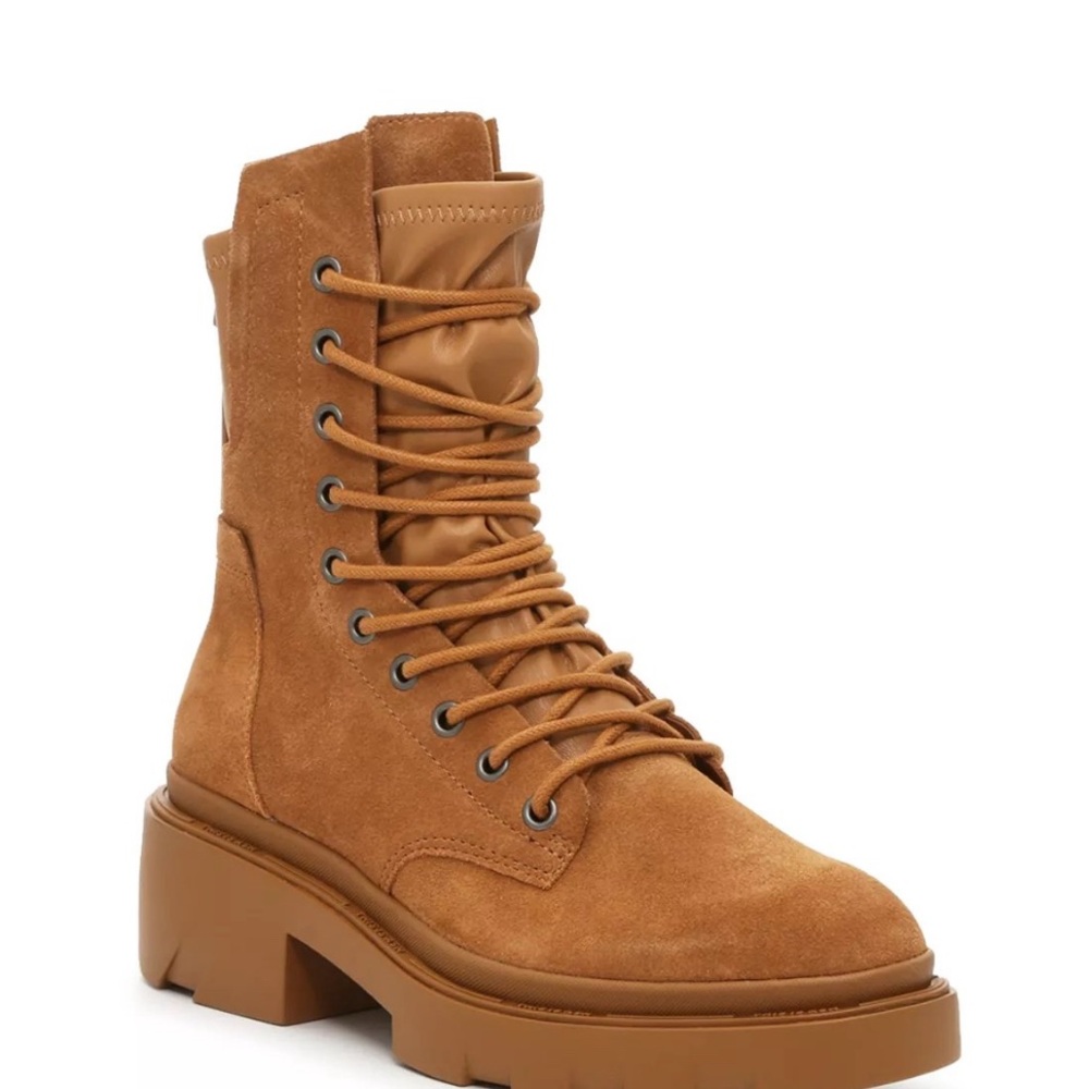 🔥OBO🔥Tan Suede Lace-Up Ankle Boots - Picture 3 of 4